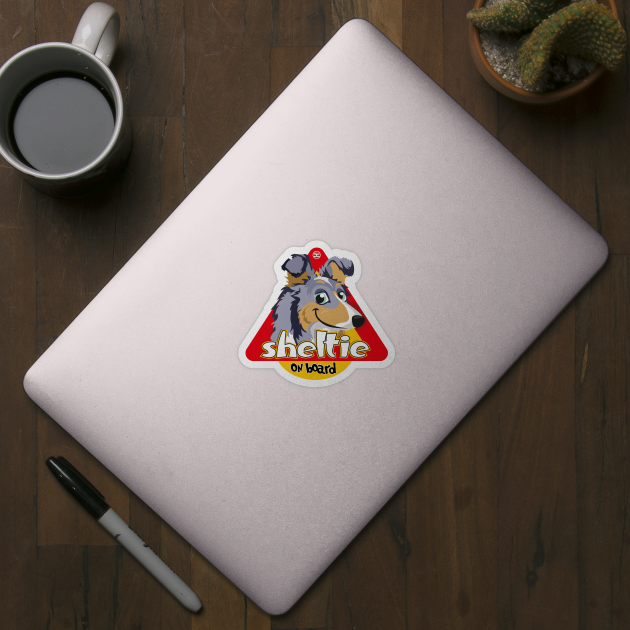 Sheltie on Board - Merle Tricolor by DoggyGraphics